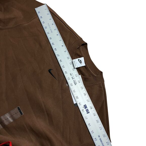 Nike Center Swoosh Chocolate Brown S Sweatshirt Relaxed Sporty Streetwear - Picture 6 of 8